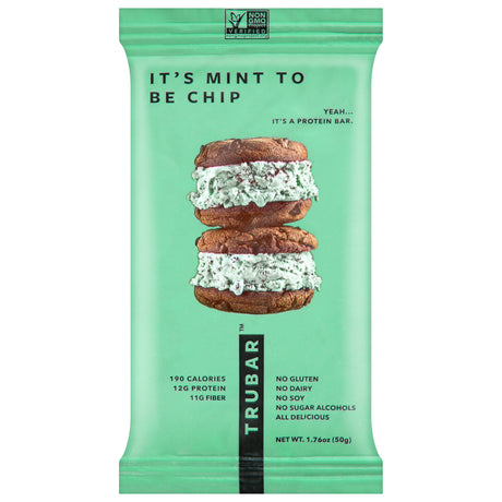 Trubar Mint Chip Protein Bars (12-Pack) | Healthy Snack, Low Sugar - 68