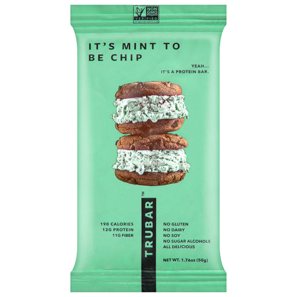 Trubar Mint Chip Protein Bars (12-Pack) | Healthy Snack, Low Sugar - 68