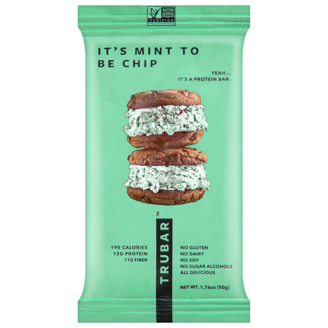Trubar Mint Chip Protein Bars (12-Pack) | Healthy Snack, Low Sugar - 68