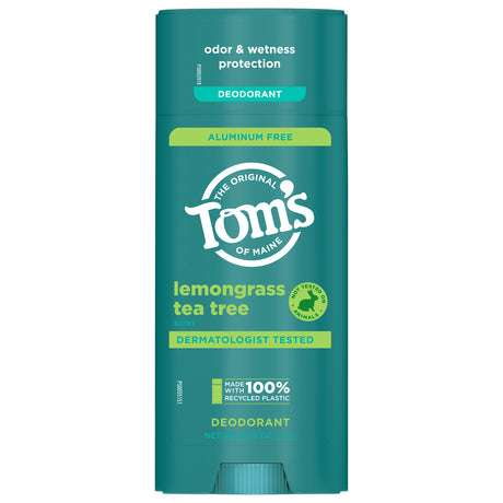 Tom's of Maine Lemongrass Tea Tree Deodorant Stick, Natural Odor Protection - 3.25 oz