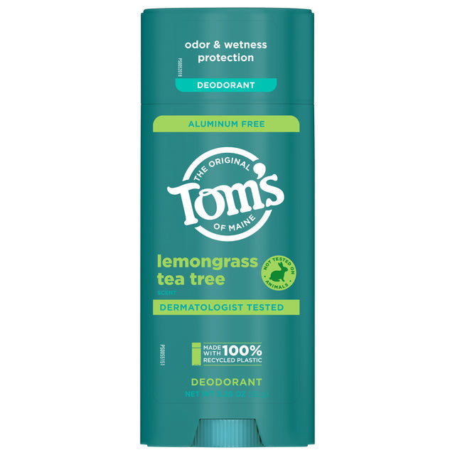Tom's of Maine Lemongrass Tea Tree Deodorant Stick, Natural Odor Protection - 3.25 oz