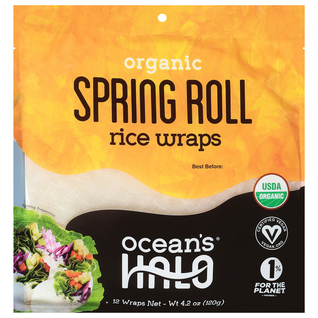 Ocean's Halo Rice Paper Wraps - Organic Spring Rolls (12 Packs) - 4.2oz Each