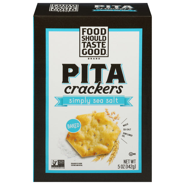 Food Should Taste Good Sea Salt Pita Crackers, Baked, 6 Packs of 5 oz.
