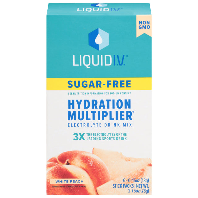 Liquid I.V. Hydration Multiplier Electrolyte Drink Mix, White Peach, 6 Ct.