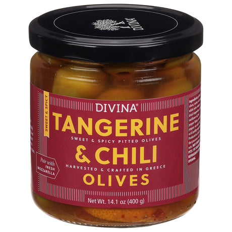 Divina Tangerine Chili Olives (6 Jars): Tangy & Spicy, Gourmet Stuffed Olives