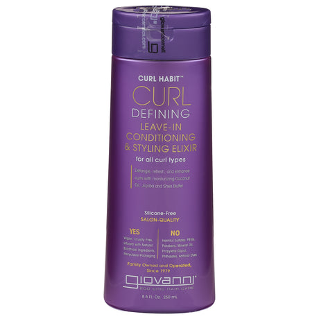 Giovanni Leave-In Conditioner for Curly Hair - Moisturizing Curl Definer, 8.5 fl oz