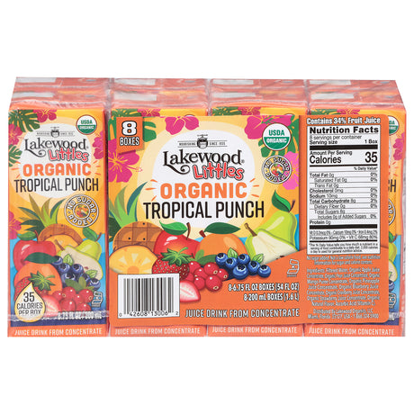 Lakewood Juice Organic Trop Punch Little, 4-Pack of 8/6.75 oz