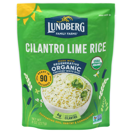Lundberg Family Farms Organic Cilantro Lime Rice, 8 oz Pouches, 6-Count