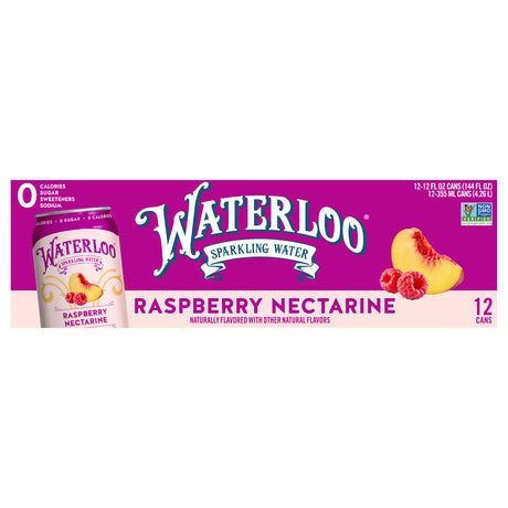 Waterloo Sparkling Water, Raspberry Nectarine, 24  (2 Packs of 12)