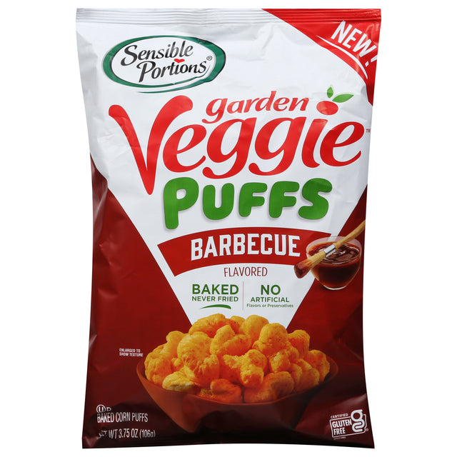 Sensible Portions Veggie Puffs BBQ Flavor, Baked Snacks, 6-Pack of 3.75 Oz Bags