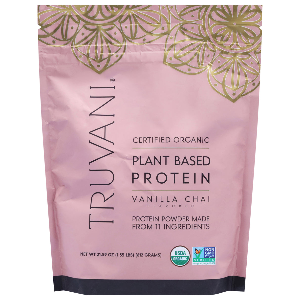 Truvani Organic Vegan Protein Powder - Vanilla Chai Plant-Based - 1.35 lb (21.59 oz)