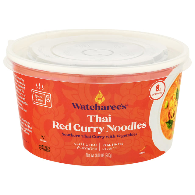 Watcharee's Thai Red Curry Noodle Bowl, 6 x 9.88 oz - Authentic Flavor, Ready to Eat