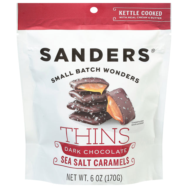 Sanders Dark Chocolate Sea Salt Caramel Thins 6-Pack | Gourmet Chocolate