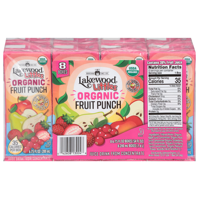 Lakewood Organic Fruit Punch Juice, 4 Packs, 6.75 oz - Healthy Kids Drink