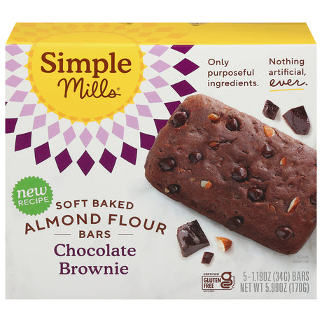 Simple Mills Brownie Bars: Chocolate Chip, Almond Flour, 6 Count | Shop Now