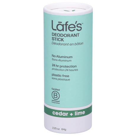 Lafe's Natural Body Care Deodorant - Cedar Lime, 2.25 oz - Plastic Free