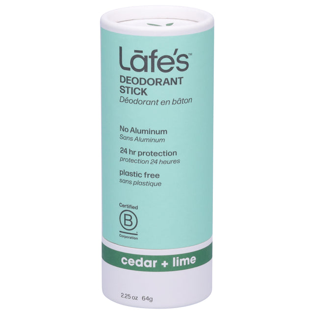Lafe's Natural Body Care Deodorant - Cedar Lime, 2.25 oz - Plastic Free