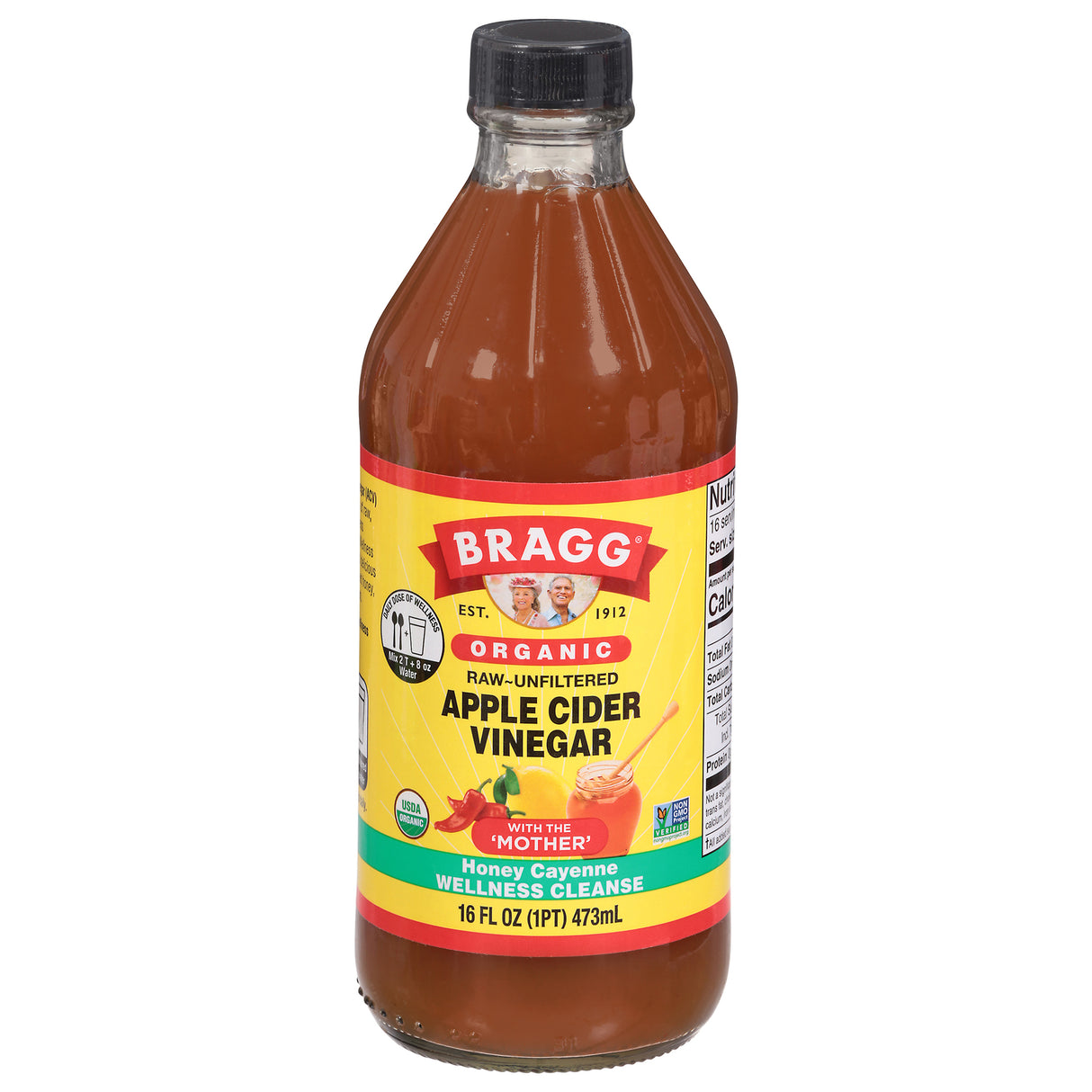 Bragg - Organic Apple Cider Vinegar Honey Cayenne, 16 fl oz (Pack of 12) - Gluten-Free Wellness Drink