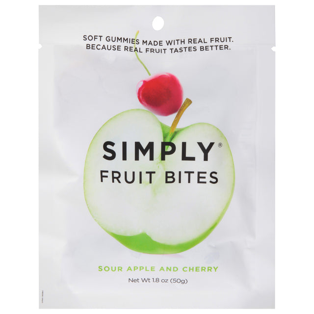 Simply Gum Fruit Bites: Sour Apple Cherry Candy | Natural Chewy Treat (8 Pack)