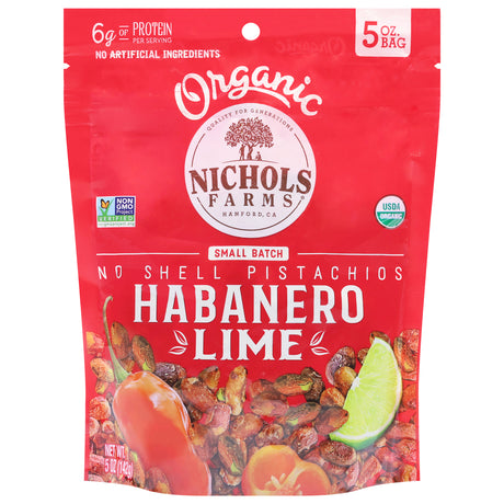Nichols Farms Pistachios - Habanero Lime No Shell - (Pack of 12) 5 oz Bags