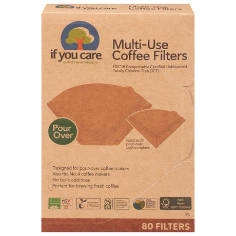 If You Care Multi-Use Unbleached Coffee Filters, 12 Packs of 80 Count
