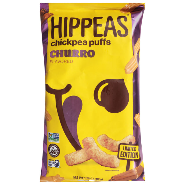 Hippeas Chickpea Puffs Churro - 12 x 3.75 Oz - Gluten-Free Snack