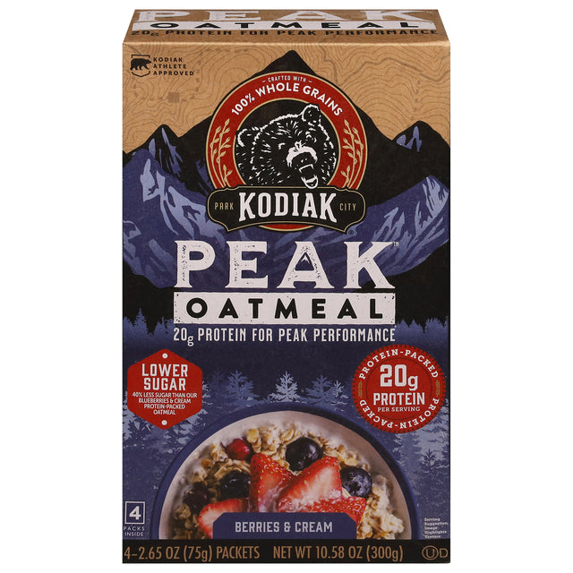Kodiak Cakes Oatmeal Cups: Berries & Cream, High Protein Breakfast, 6 Pack