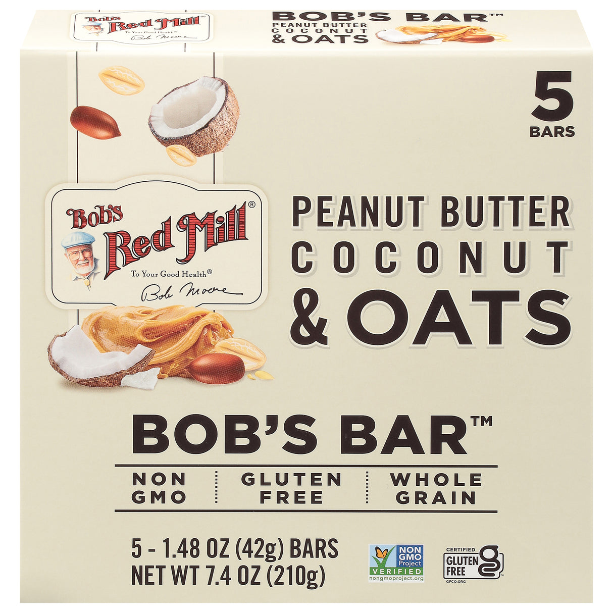 Bob's Red Mill Peanut Butter Coconut Oat Bars - 7.4 oz - 6 Count