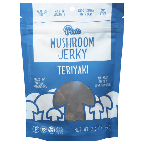 Pans Mushroom Jerky Teriyaki, 6-Pack of 2.2 oz Bags | Vegan Plant-Based Jerky