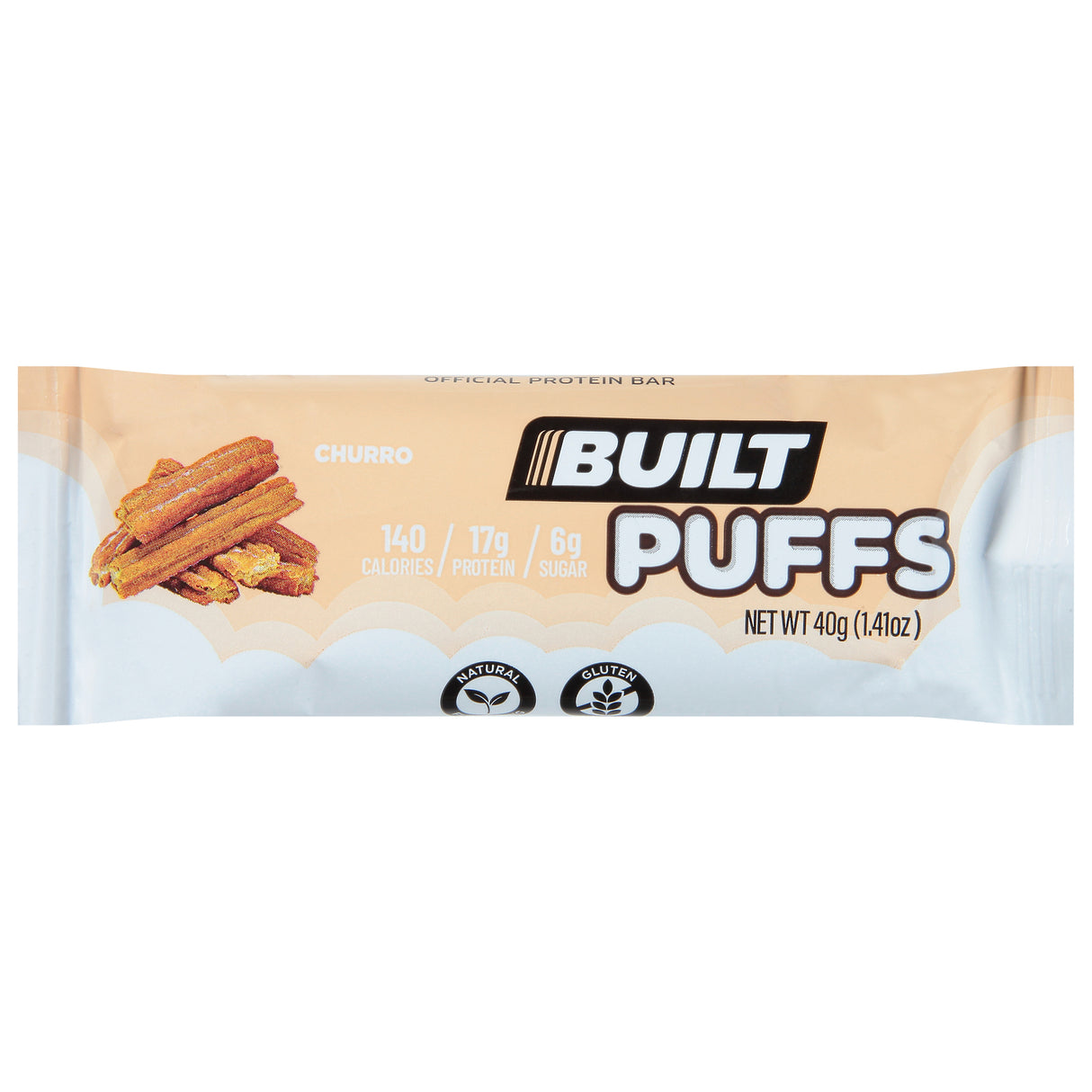 Built Bar Protein Puff Churro - 12 x 1.41 Oz - Gluten-Free Protein Bar