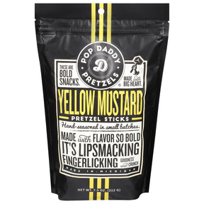 Pop Daddy Pretzel Sticks, Yellow Mustard, Pack of 12 - 7.5 oz Bags