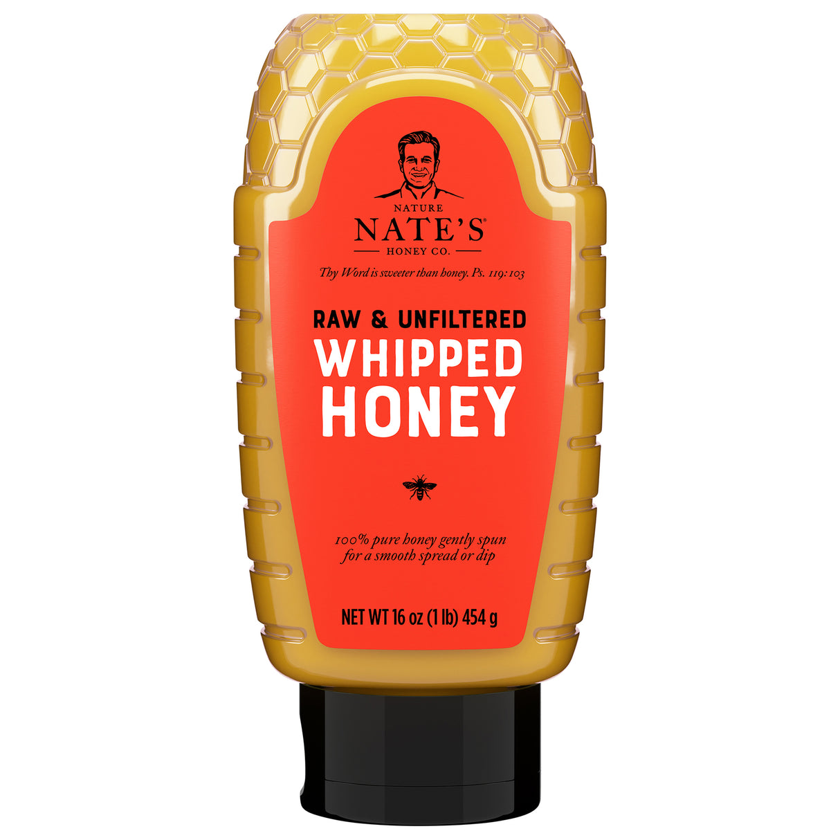 Nature Nate's Raw Whipped Honey Classic, 6 Pack 16 oz | Unfiltered Honey