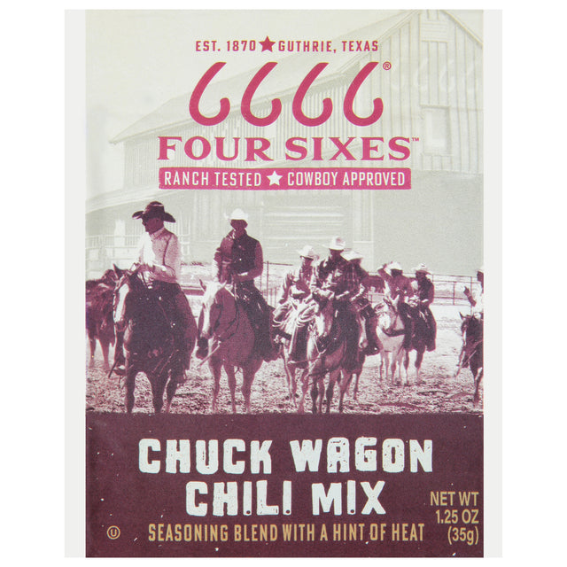 Four Sixes Chuck Wagon Chili 12 Pack - Authentic Texas Chili Mix - 1.25 oz