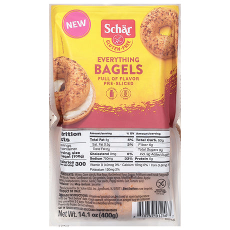 Schar Gluten-Free Everything Bagels, 4 Bagels - 14.1 Oz