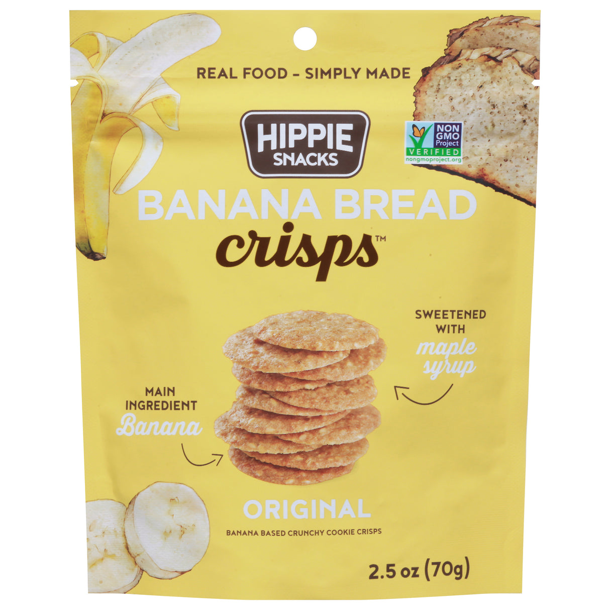 Hippie Snacks Banana Bread Crisps, Original, 8 x 2.5 oz - Gluten-Free Snack Crisps