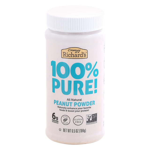 Crazy Richards Peanut Powder 6.5 oz (Pack of 6) - All Natural, High Protein