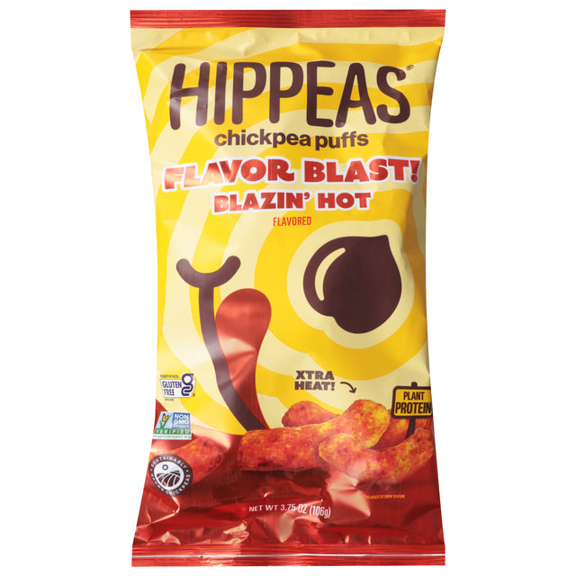 Hippeas Chickpea Puffs - Blazin' Hot - 12 x 3.75 Oz - Spicy Gluten-Free Snack