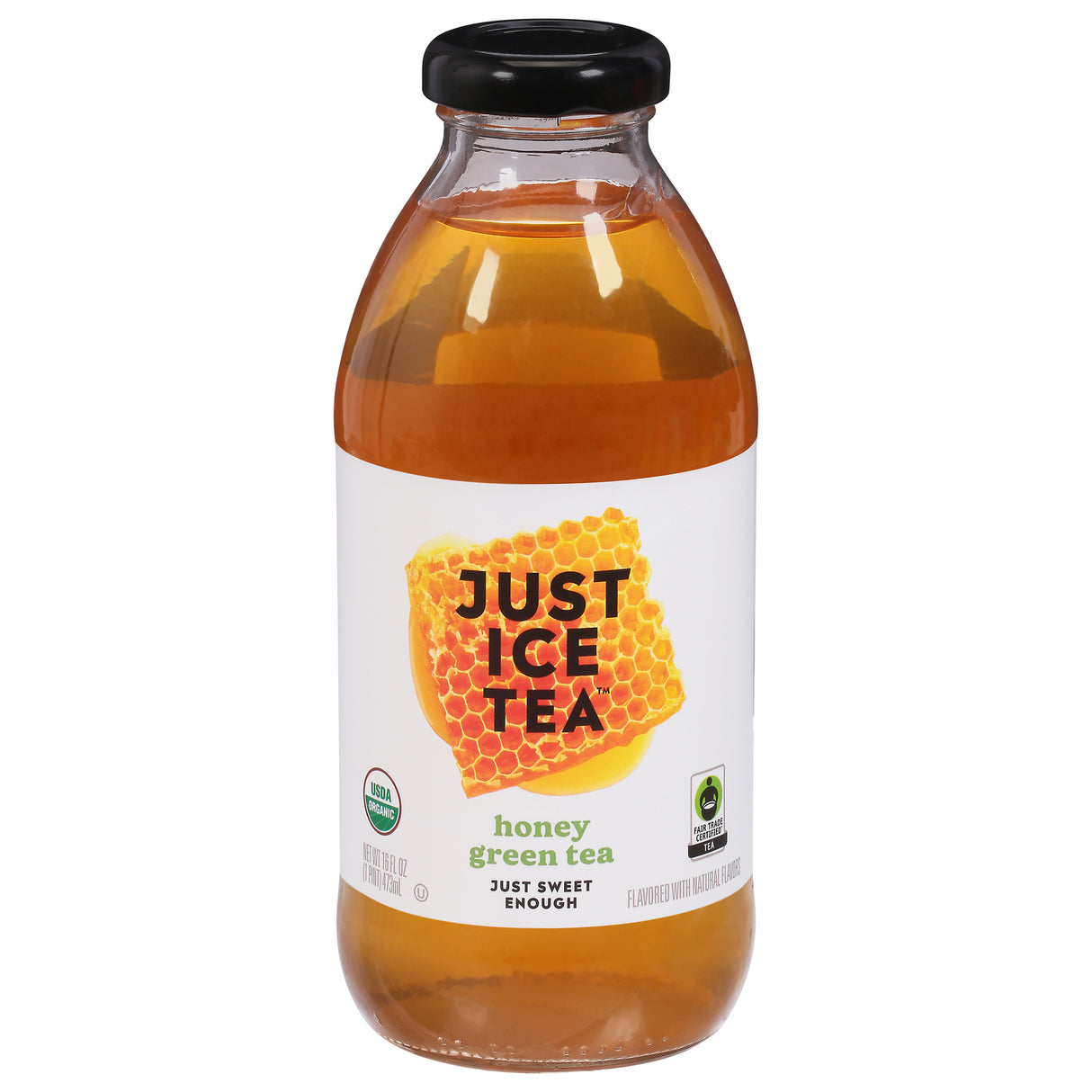 Just Ice Tea Organic Honey Green Tea, 16 fl oz  (Pack of 12)