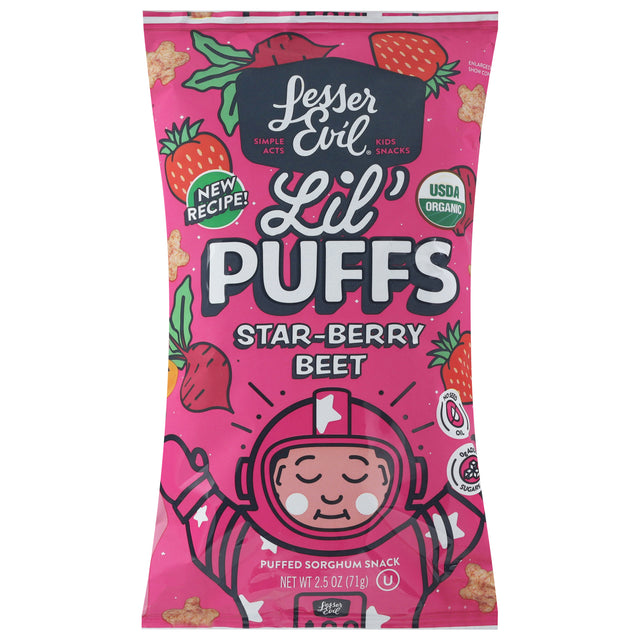 Lesser Evil Organic Star Berry Puffs: 5 Pack | Healthy Kids Snacks, 2.5oz Bags