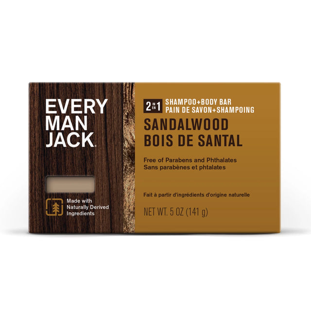 Every Man Jack Sandalwood 2-in-1 Body Bar Shampoo - 5 Ounces - Cozy Farm 