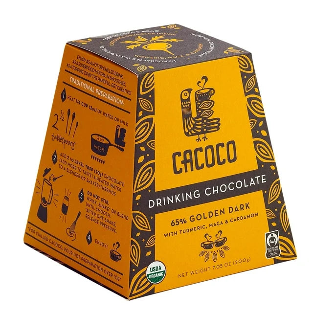 Cacoco Organic Golden Dark 7.05 oz Chocolate Drink - Case of 8 - Cozy Farm 