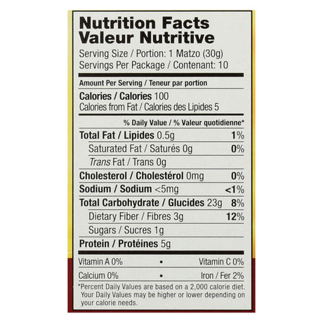 Yehuda Organic Gluten-Free Spelt Matzo - 10.5 Oz (Case of 24) - Cozy Farm 