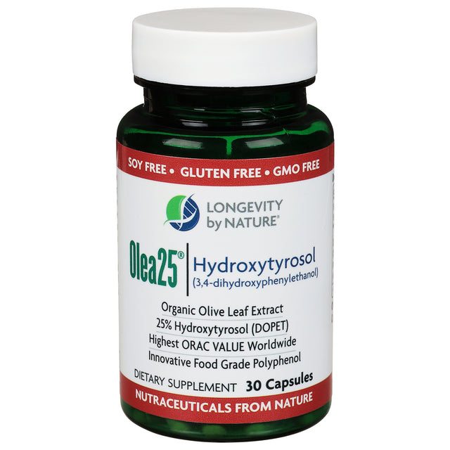 Longevity By Nature - Olea25 Hydroxytyrosol, 30 Caps - High ORAC Antioxidant