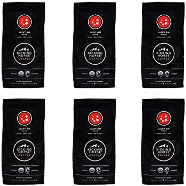 Kicking Horse Lucky Jim Whole Bean Coffee 6-Pack, 10 oz Each - Cozy Farm 