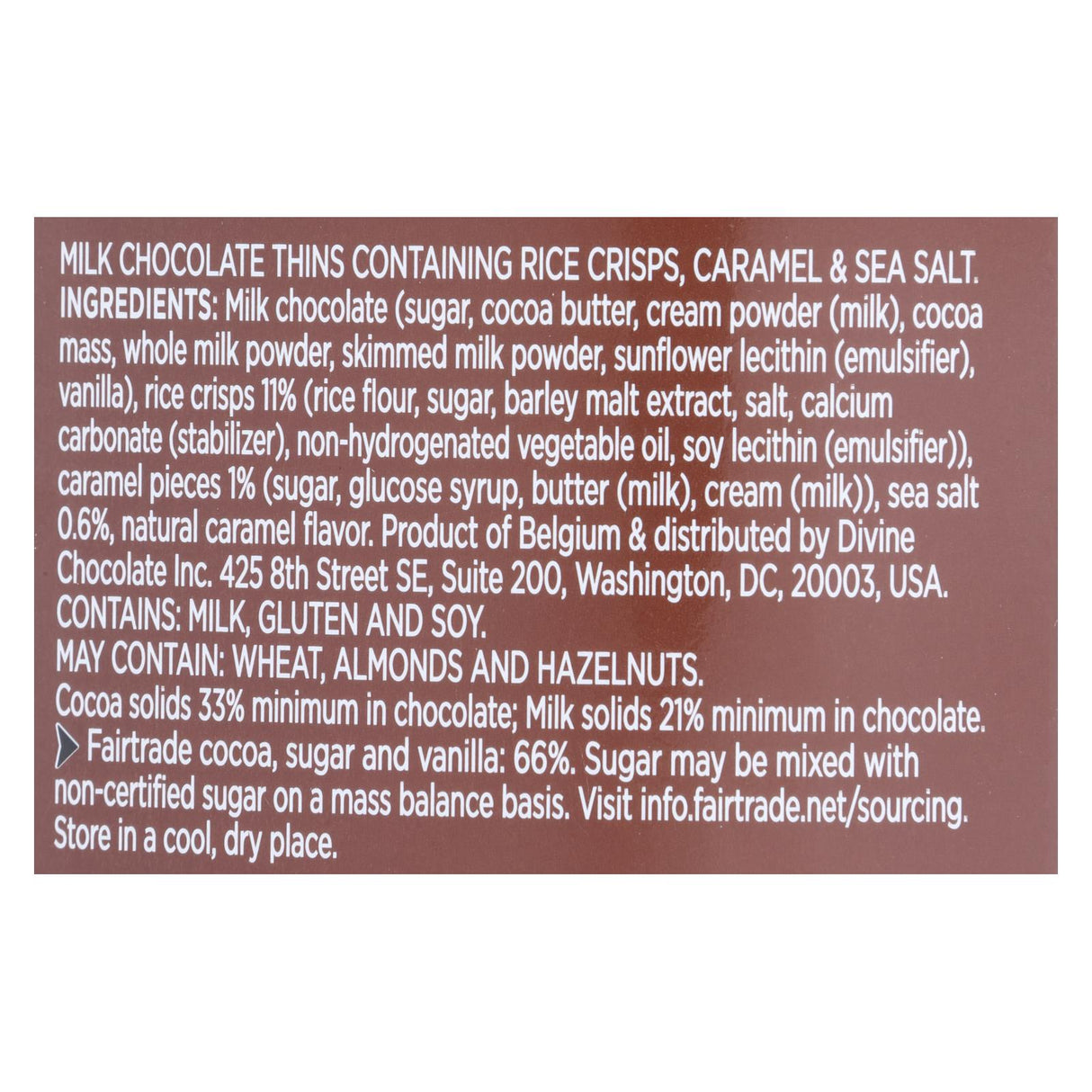 Divine - Crisp Thns Milk Chocolate Caramel - Case Of 12 - 2.8 Oz - Cozy Farm 