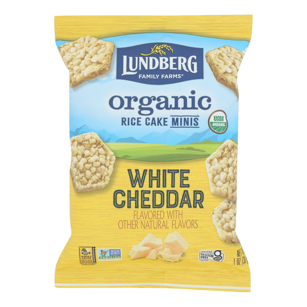 Lundberg Family Farms Rice Cakes Mini White Cheddar - Case of 24 - 1 Oz - Cozy Farm 
