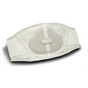 White waist support belt with brand logo on a white background