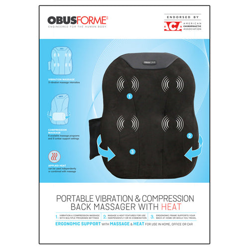 Portable Compression Back Massager with Heat for Car & Home by ObusFor Cozy Farm Portable Compression Back Massager with Heat for Car & Home by ObusFor Cozy Farm