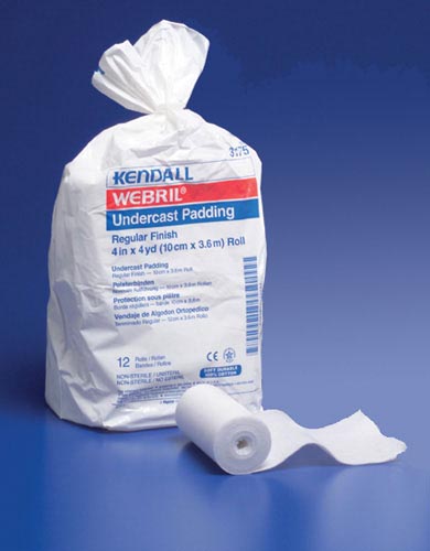 Webril Undercast Padding 3 Inch x 4 Yards, 100% Cotton, Bag of 12 Roll