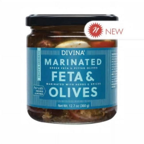 Divina - Olives Feta Marinated, 12.7 oz (Pack of 6) - Greek Gluten-Free Snack
